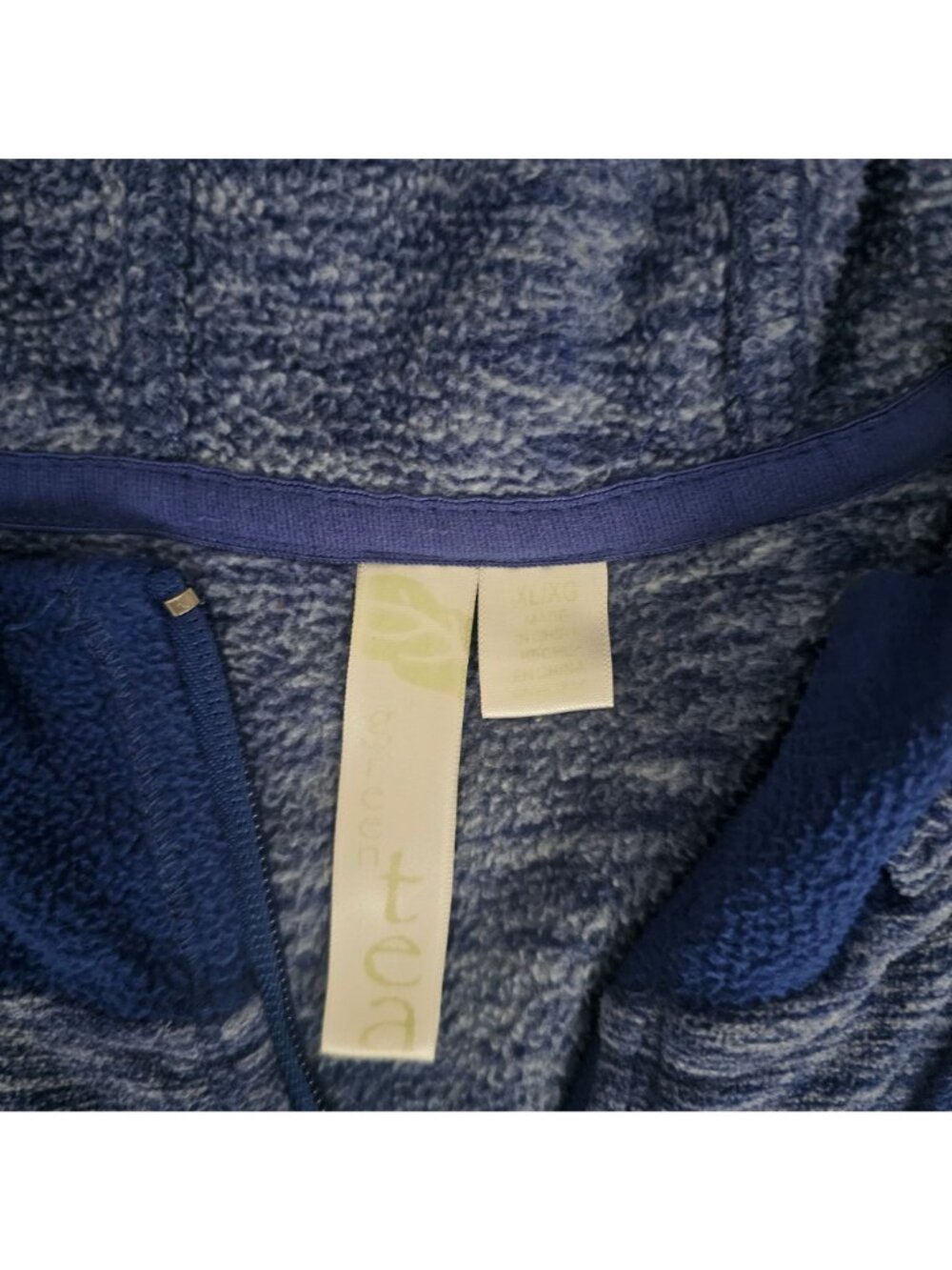Green Tea Blue Heathered Full Zip Front Drawstring Hoodie Sweater Women's XL - Picture 7 of 10